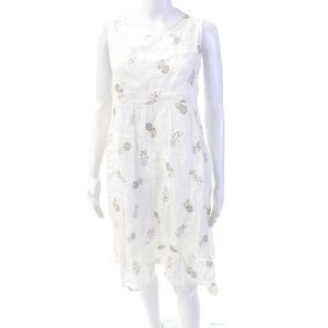 Jennifer Tattanelli Womens Floral Print Sleeveless Flare Hem Dress White Size M